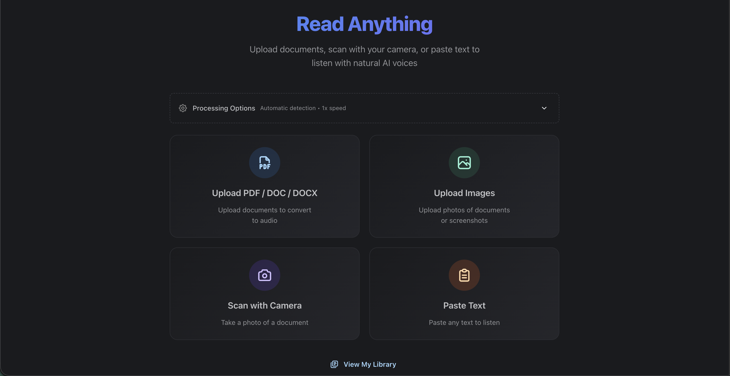 Article and PDF being read aloud with a selectable voice picker